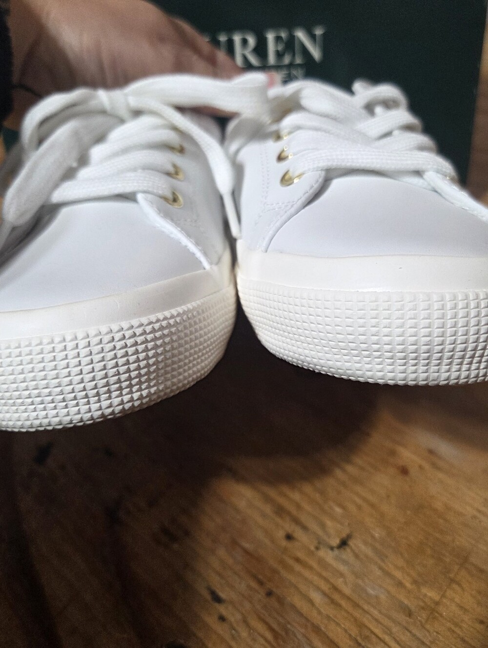 Lauren Ralph Lauren Jolie White Action Leather Sneakers Womens Size 8B Preppy - Picture 5 of 11